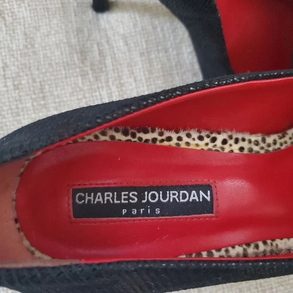 Charles Jourdan Paris Shoes Heels Black Suede Sz 8.5